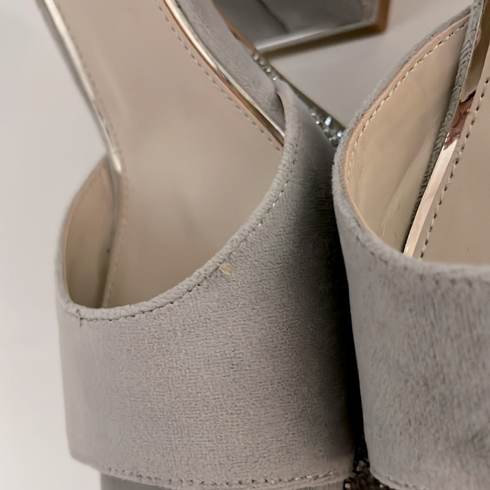 New! Kenneth Cole New York Dolly Crystal Heel Platform Sandal in silver Size 7.5 - Picture 11 of 12